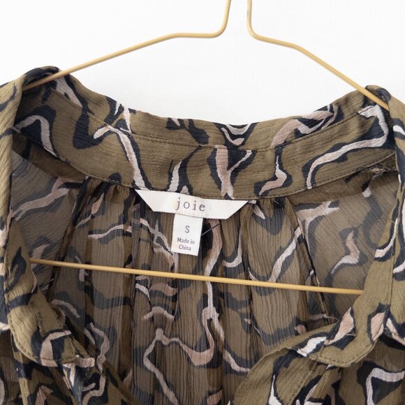 Joie Becki Printed Peplum 100% Silk Blouse - Picture 5 of 8